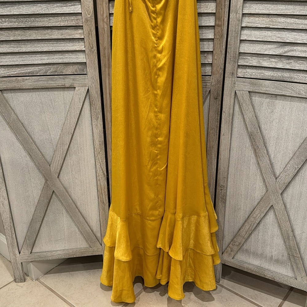 Lulu's Yellow High-Low Ruffle Wrap Maxi Dress - Picture 9 of 12